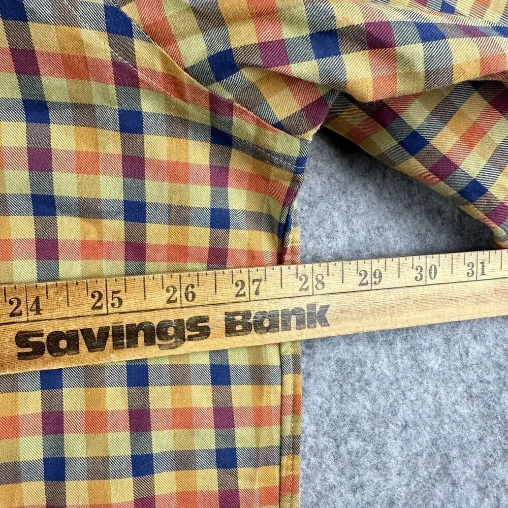 Scott Barber Shirt Mens XL Gingham Plaid Preppy Cotton Button Down Pocket LS